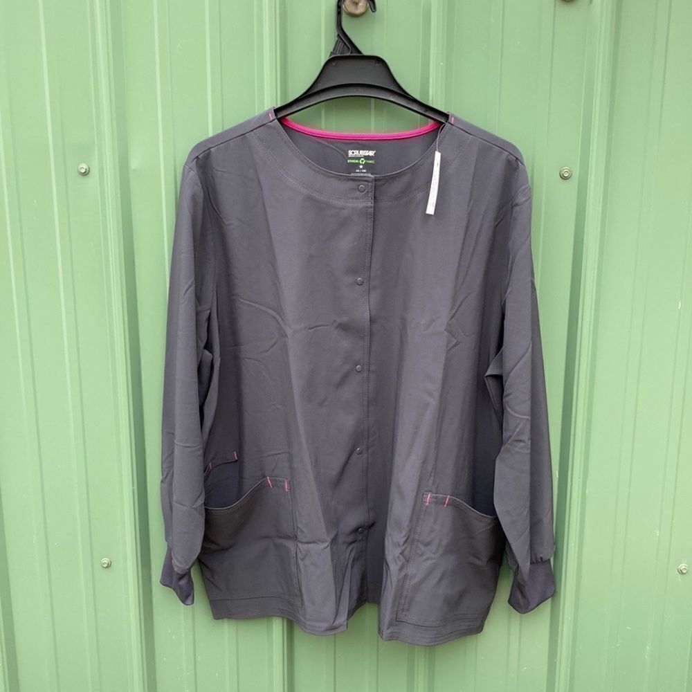 Ethical Fabric Stretch Snap Front Active Warm Up Scrub Jacket Size 3XL
